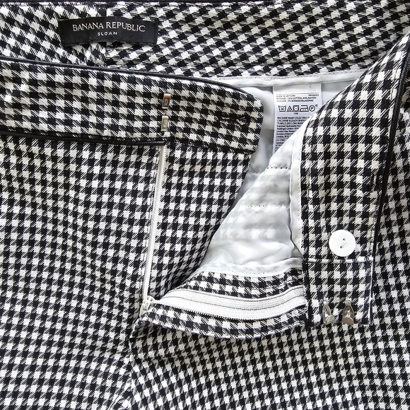BANANA REPUBLIC Black White  Houndstooth Sloan Pants Ankle Skinny Size 12 - Picture 7 of 8
